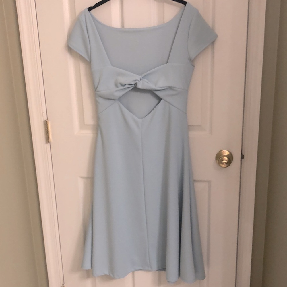Powder blue knee-length elegant cocktail dress